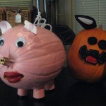piggy painted pumpkin & friend