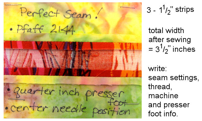 record notes on original seam test