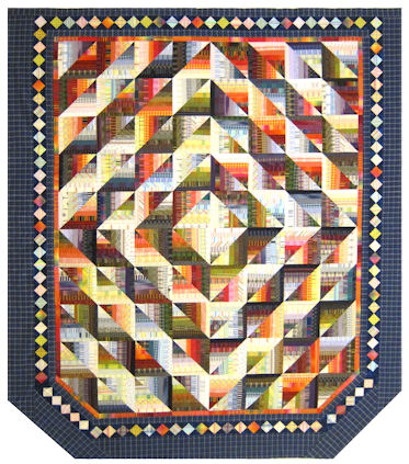 Self-mitered Log Cabin quilt by Jan Krentz