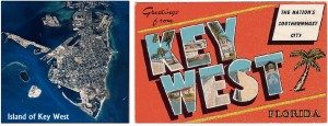 Key West Island and postcard