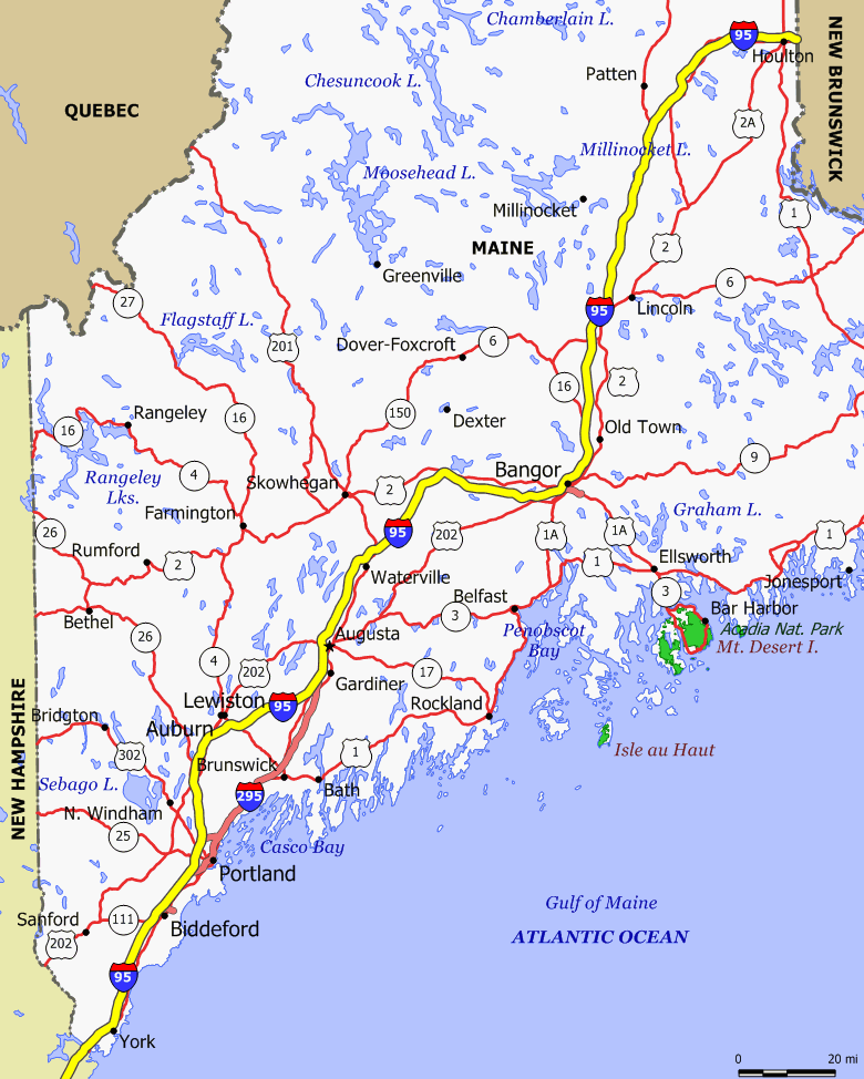 Large Detailed Roads And Highways Map Of Maine State With All Cities ...