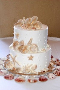 wedding cake with shells