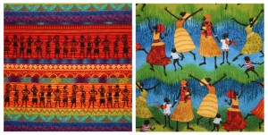 two fabrics for the Dancing African Ladies quilt